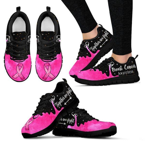 Breast Cancer Shoes, Together We Fight Sneaker Walking Shoes, Pink Breast Cancer Awareness Sneakers