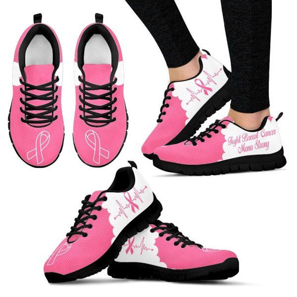 Breast Cancer Shoes, Breast Cancer Shoes Fight Mona Strong Sneaker Walking Shoes, Pink Breast Cancer Awareness Sneakers