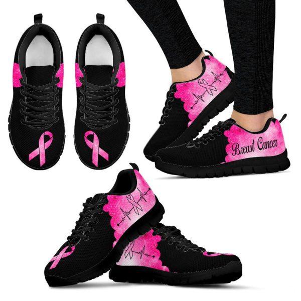 Breast Cancer Shoes, Breast Cancer Shoes Pink Black Sneaker Walking Shoes, Pink Breast Cancer Awareness Sneakers