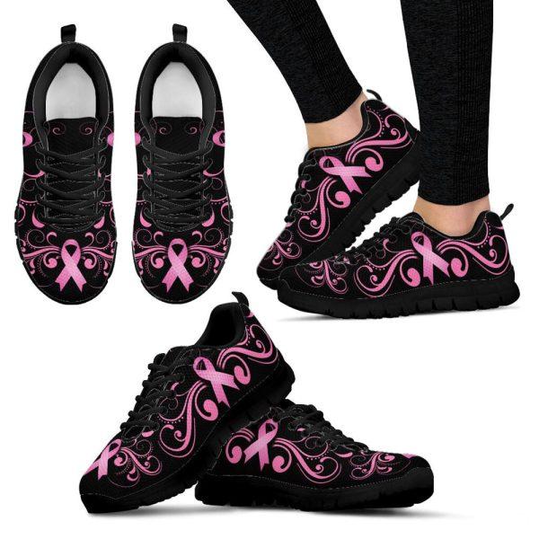 Breast Cancer Shoes, Breast Cancer Shoes Ribbon Line Sneaker Walking Shoes, Breast Cancer Sneakers