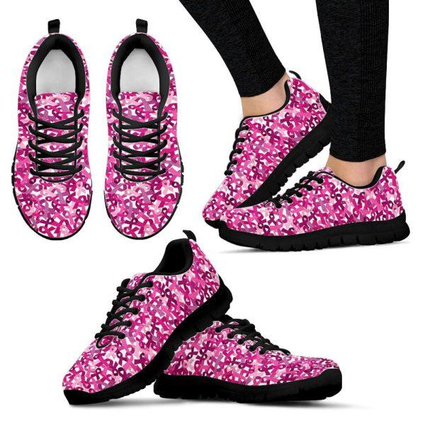 Breast Cancer Shoes, Breast Cancer Shoes Symbol Pattern Sneaker Walking Shoes, Pink Breast Cancer Awareness Sneakers