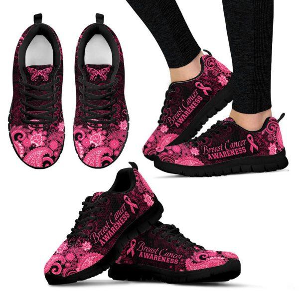 Breast Cancer Shoes, Breast Cancer Shoes Traditionnels Paisley Sneaker Walking Shoes, Pink Breast Cancer Awareness Sneakers