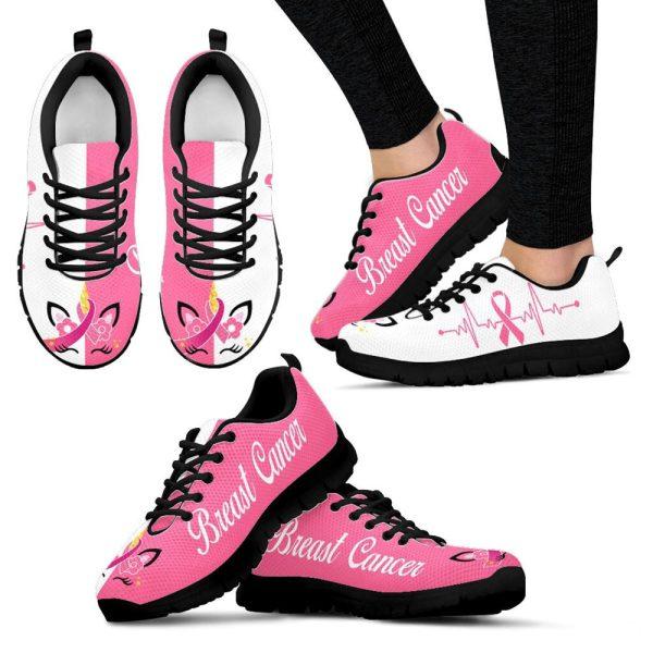 Breast Cancer Shoes, Breast Cancer Shoes Unicorn Heartbeat Sneaker Walking Shoes, Pink Breast Cancer Awareness Sneakers