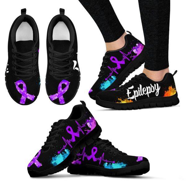 Breast Cancer Shoes, Epilepsy Art Heartbeat Shoes Sneaker Walking Shoes, Breast Cancer Sneakers