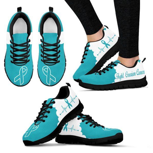 Breast Cancer Shoes, Fight Ovarian Cancer Shoes Cloudy Sneaker Walking Shoes, Breast Cancer Sneakers