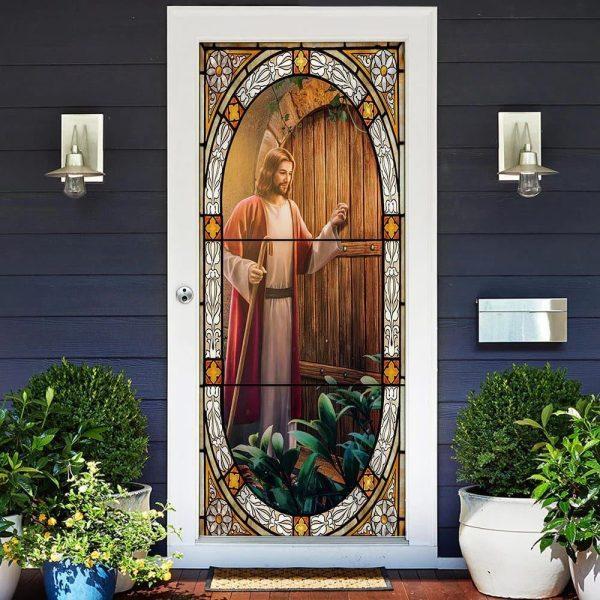 Be Hold, I Stand At The Door Jesus Christ Door Cover, Christian Home Decor, Gift For Christian