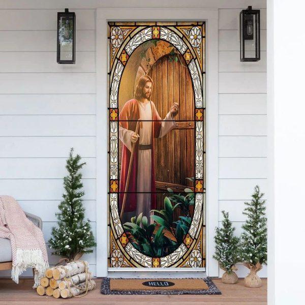Be Hold, I Stand At The Door Jesus Christ Door Cover, Christian Home Decor, Gift For Christian