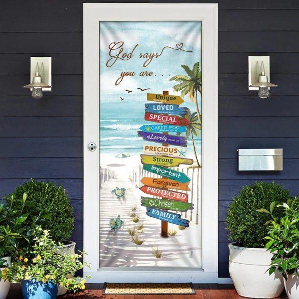 Beach Turtle God Says You Are Door Cover, Gift For Christian