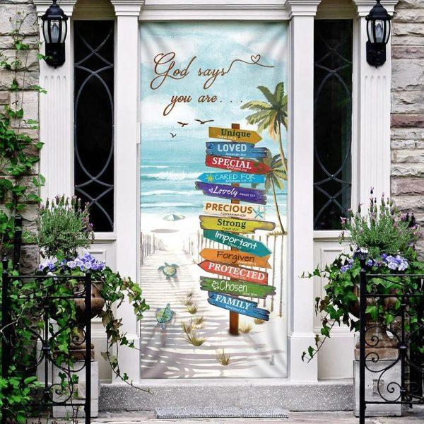 Beach Turtle God Says You Are Door Cover, Gift For Christian