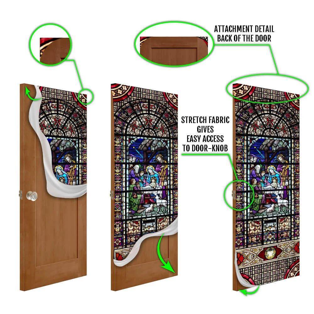 Birth Of Jesus Christ Door Cover, Christian Home Decor, Gift For Christian