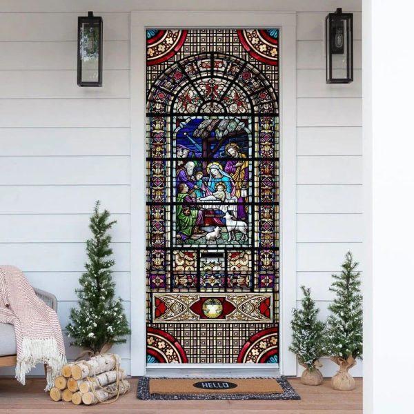 Birth Of Jesus Christ Door Cover, Christian Home Decor, Gift For Christian