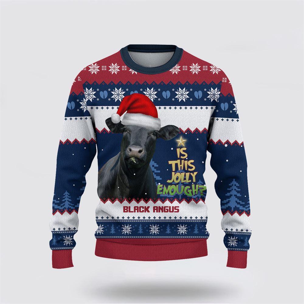 Black Angus Jolly Merry Christmas Ugly Sweater, Gifts For Farmers, Rural Lovers Black Angus Jolly Merry Christmas Ugly Sweater, Gifts For Farmers, Rural Lovers