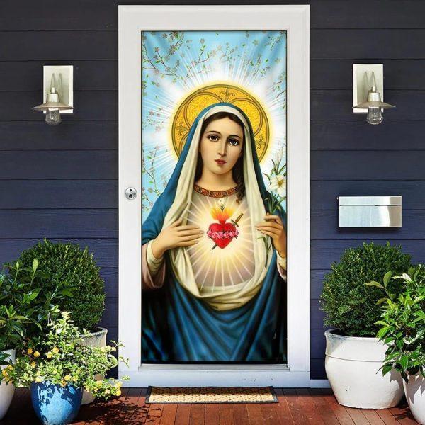 Blessed Virgin Mary Door Cover, Christian Home Decor, Gift For Christian