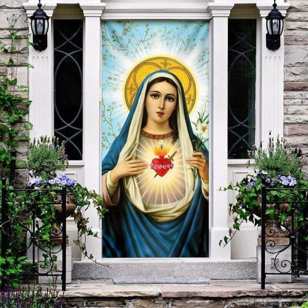 Blessed Virgin Mary Door Cover, Christian Home Decor, Gift For Christian