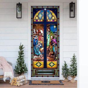 Born Day Of Jesus Christ Jesus Family Door Cover Christian Home Decor Gift For Christian 2 dxw6xp.jpg