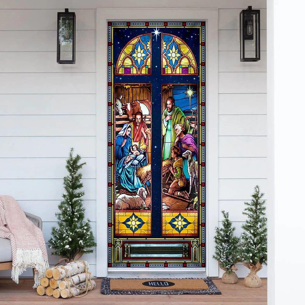 Born Day Of Jesus Christ Jesus Family Door Cover, Christian Home Decor, Gift For Christian Born Day Of Jesus Christ Jesus Family Door Cover, Christian Home Decor, Gift For Christian