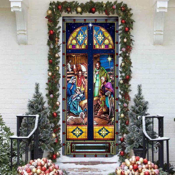 Born Day Of Jesus Christ Jesus Family Door Cover, Christian Home Decor, Gift For Christian