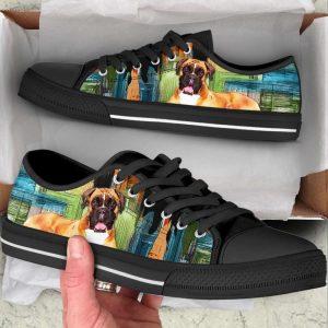Boxer Dog Paint Art Wallpaper Low Top Shoes Canvas Sneakers Gift For Dog Lover 2 rzwqoo.jpg