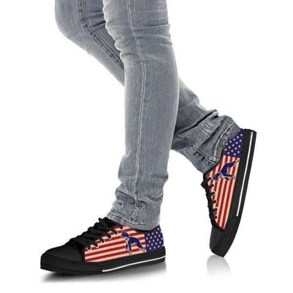 Boxer Dog USA Flag Low Top Shoes Canvas Sneakers Casual Shoes, Gift For Dog Lover