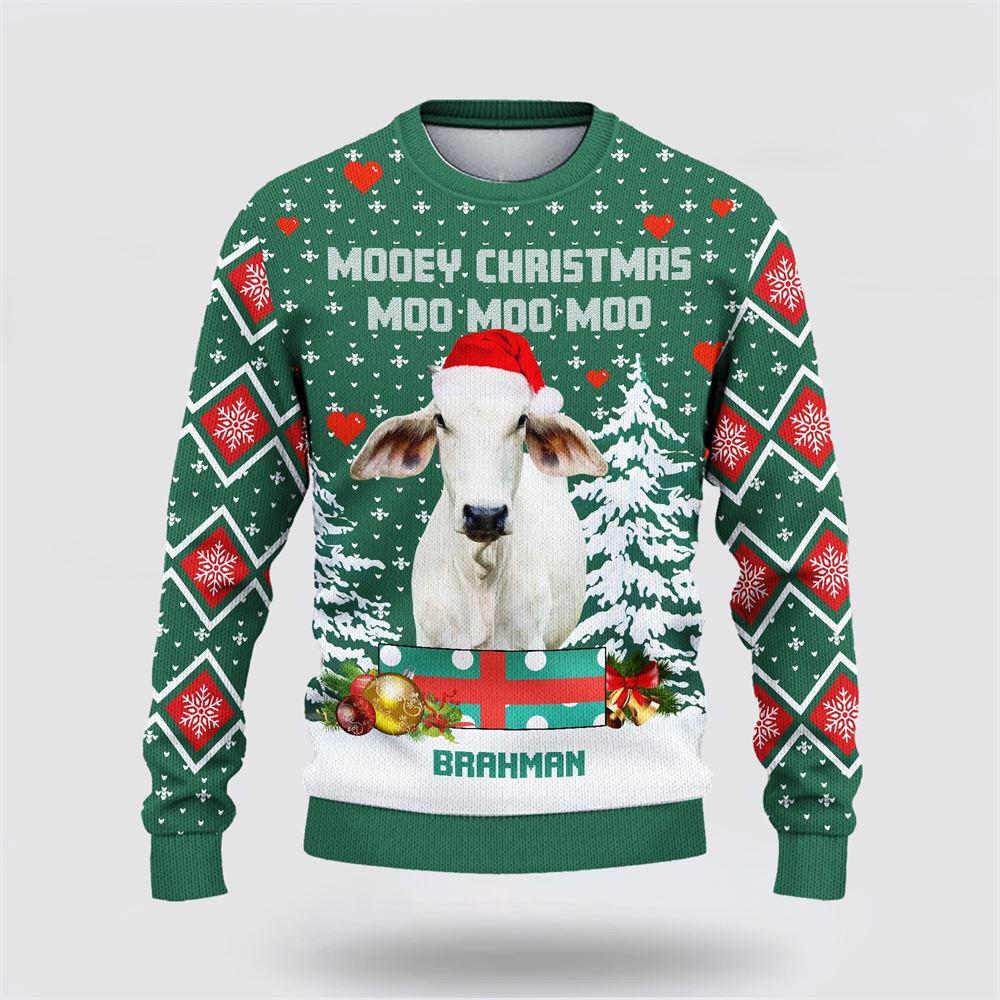 Brahman Green Merry Christmas Ugly Sweater, Gifts For Farmers