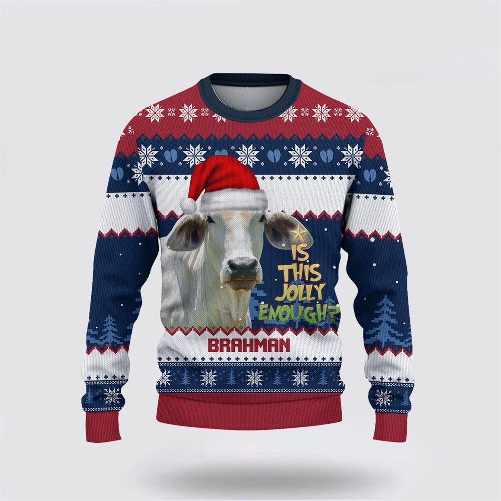Brahman Jolly Merry Christmas Ugly Sweater, Gifts For Farmers, Rural Lovers