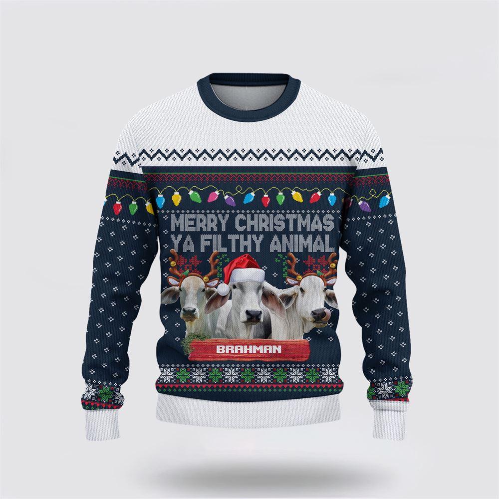 Brahman Merry Christmas Ugly Sweater, Gifts For Farmers, Rural Lovers Brahman Merry Christmas Ugly Sweater, Gifts For Farmers, Rural Lovers