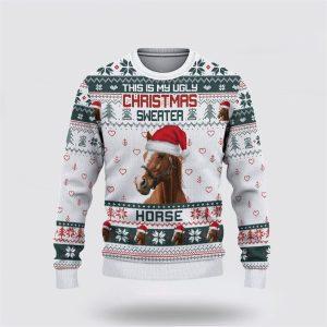 Brown Horse Green Merry Christmas Ugly Sweater,…