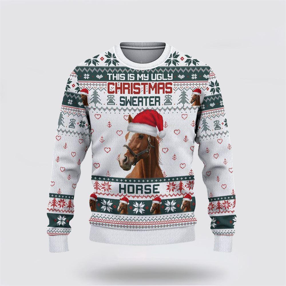 Brown Horse Green Merry Christmas Ugly Sweater, Gifts For Farmers, Rural Lovers Brown Horse Green Merry Christmas Ugly Sweater, Gifts For Farmers, Rural Lovers