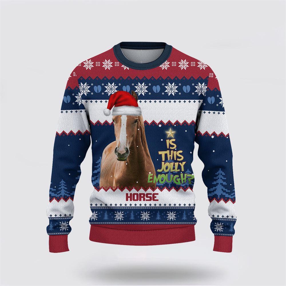 Brown Horse Jolly Merry Christmas Ugly Sweater, Gifts For Farmers, Rural Lovers Brown Horse Jolly Merry Christmas Ugly Sweater, Gifts For Farmers, Rural Lovers