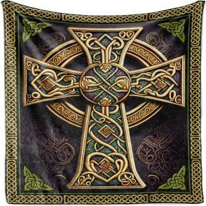 Celtic Cross Picture Christian Quilt Blanket, Christian…