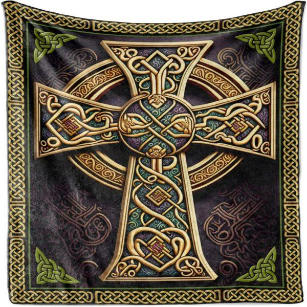 Celtic Cross Picture Christian Quilt Blanket, Christian Blanket Gift For Believers