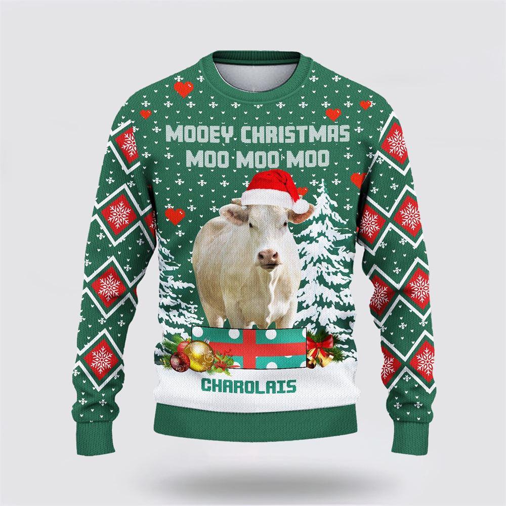 Charolais Green Merry Christmas Ugly Sweater, Gifts For Farmers Charolais Green Merry Christmas Ugly Sweater, Gifts For Farmers