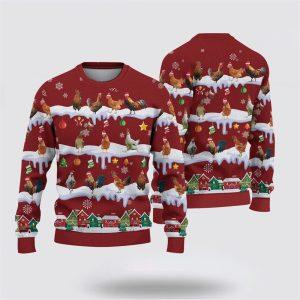 Chicken Christmas Knitted Sweater, Gifts For Farmers,…