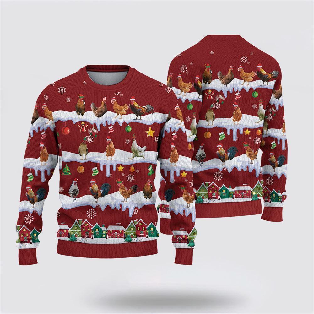Chicken Christmas Knitted Sweater, Gifts For Farmers, Rural Lovers Chicken Christmas Knitted Sweater, Gifts For Farmers, Rural Lovers