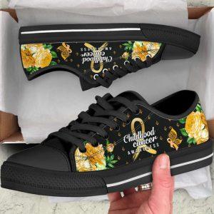 Childhood Cancer Shoes Awareness Hope Flower Low Top Shoes Canvas Shoes Gift For Survious 1 bhagib.jpg