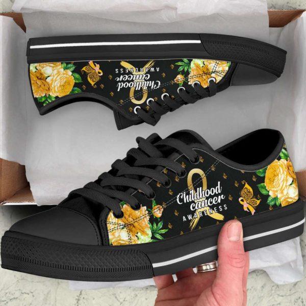 Childhood Cancer Shoes Awareness Hope Flower Low Top Shoes Canvas Shoes, Gift For Survious