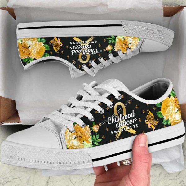 Childhood Cancer Shoes Awareness Hope Flower Low Top Shoes Canvas Shoes, Gift For Survious