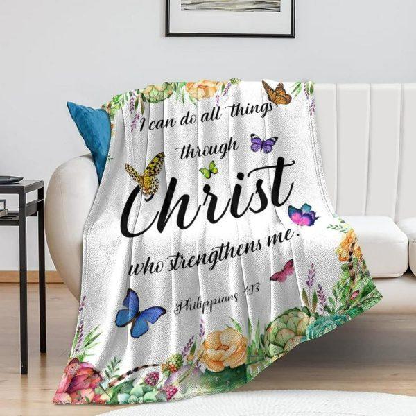 Christ Who Strengthens Christian Quilt Blanket, Christian Blanket Gift For Believers