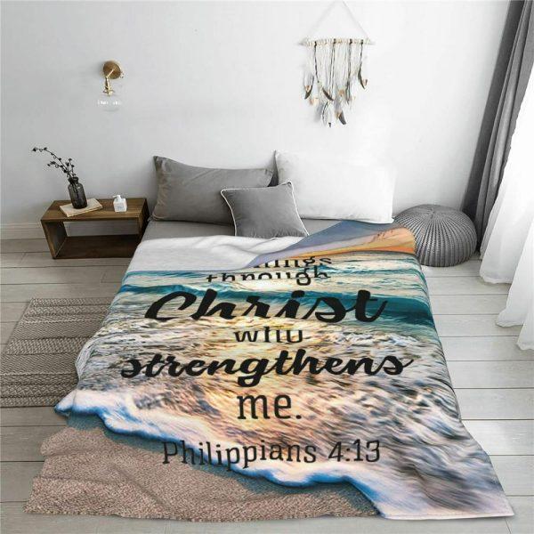 Christ Who Strengthens I Can Do Christian Quilt Blanket, Christian Blanket Gift For Believers