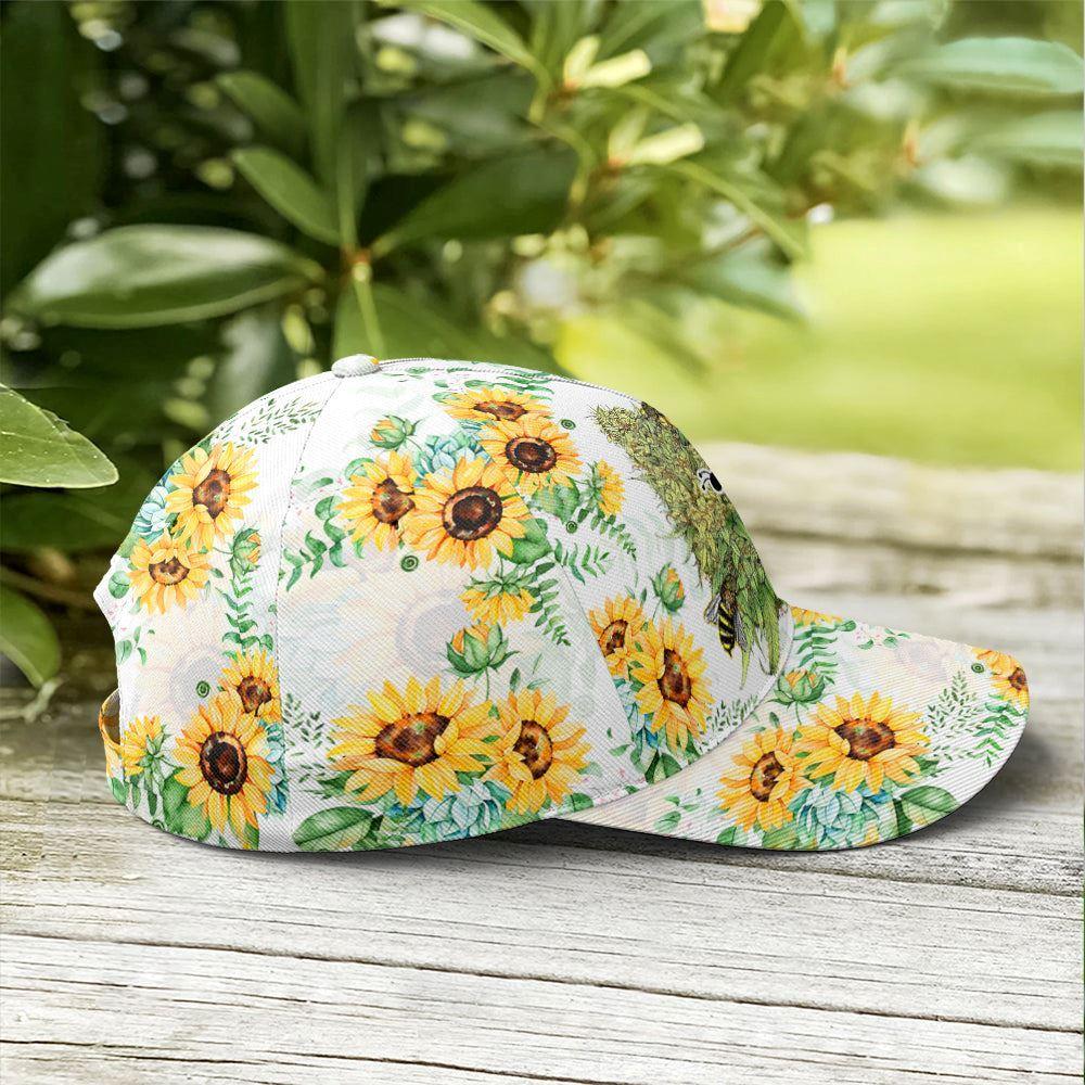 Christian Baseball Cap, Bee happy Sunflower Pattern Baseball Cap, Mens Baseball Cap, Women’s Baseball Cap