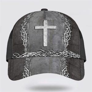 Christian Baseball Cap, Christian Cross With Crown Of Thorn All Over Print Baseball Cap, Mens Baseball Cap, Women’s Baseball Cap