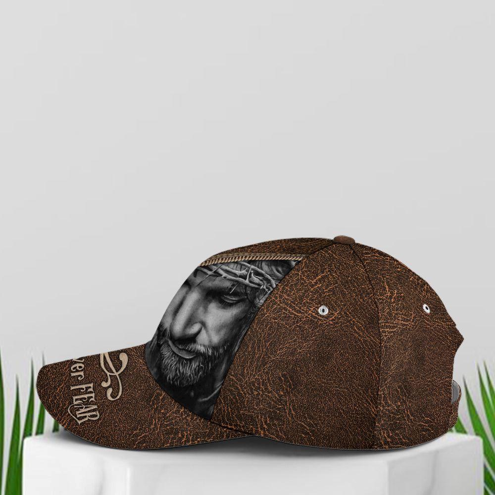 Christian Baseball Cap, Classic Leather Style Faith Over Fear Baseball Cap, Mens Baseball Cap, Women’s Baseball Cap