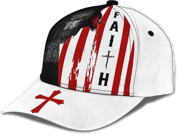 Christian Baseball Cap, Faith American Flag And God And Cross All Over Print Baseball Cap, Mens Baseball Cap, Women’s Baseball Cap