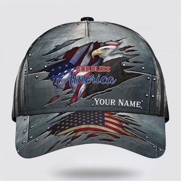 Christian Baseball Cap, God Bless America Bald Eagle Patriotic All Over Print Baseball Cap, Mens Baseball Cap, Women’s Baseball Cap