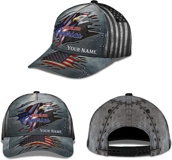 Christian Baseball Cap, God Bless America Bald Eagle Patriotic All Over Print Baseball Cap, Mens Baseball Cap, Women’s Baseball Cap