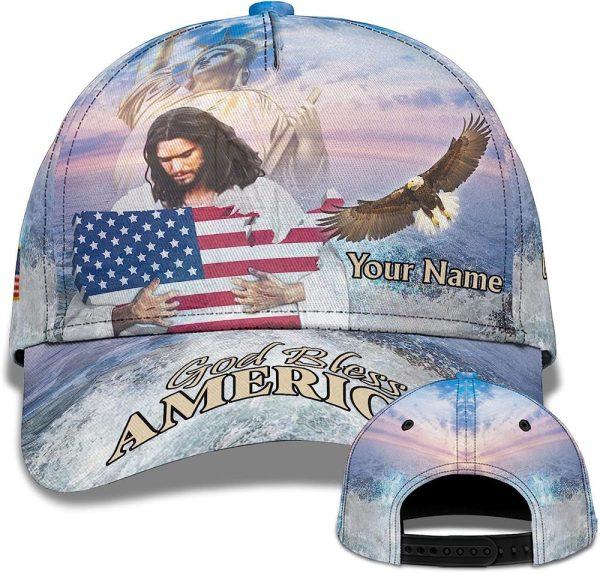 Christian Baseball Cap, God Bless America Eagle Ball For Independence All Over Print Baseball Cap, Mens Baseball Cap, Women’s Baseball Cap