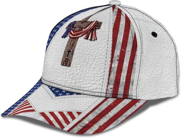 Christian Baseball Cap, God Bless American Flag On Cross All Over Print Baseball Cap, Mens Baseball Cap, Women’s Baseball Cap