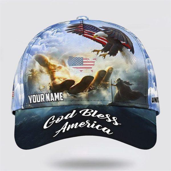 Christian Baseball Cap, Hand Of Jesus God Bless America Eagle All Over Print Baseball Cap, Mens Baseball Cap, Women’s Baseball Cap