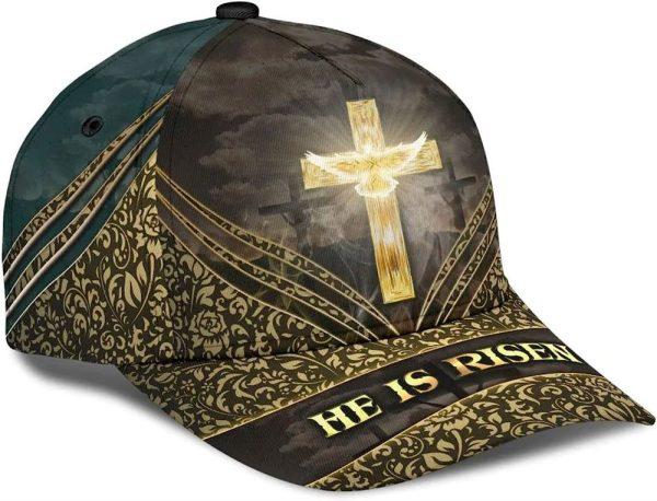 Christian Baseball Cap, He Is Risen Cross Baseball Cap, Mens Baseball Cap, Women’s Baseball Cap