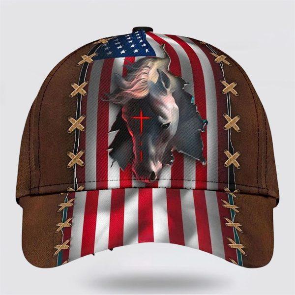 Christian Baseball Cap, Horse Cross American All Over Print Baseball Cap, Mens Baseball Cap, Women’s Baseball Cap